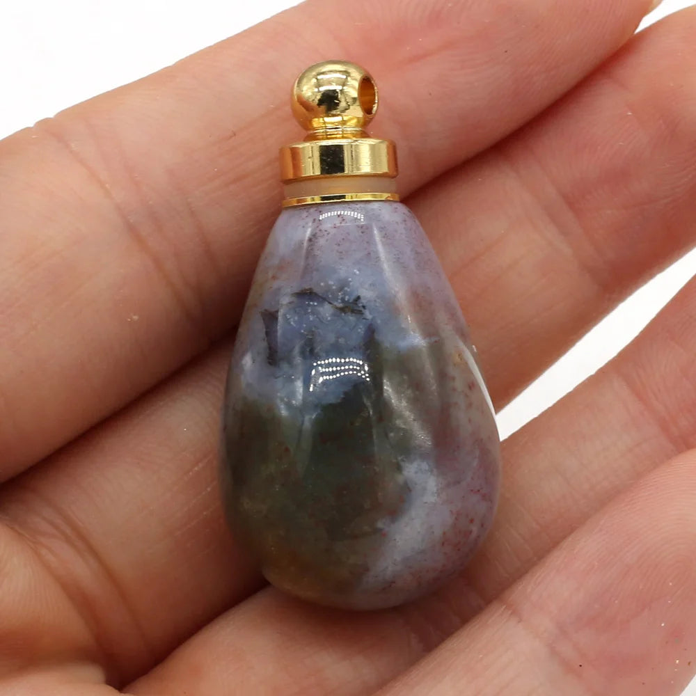 Natural Gemstone Essential Oil Diffuser Pendant – Crystal Agate Perfume Bottle Charms - Image 5