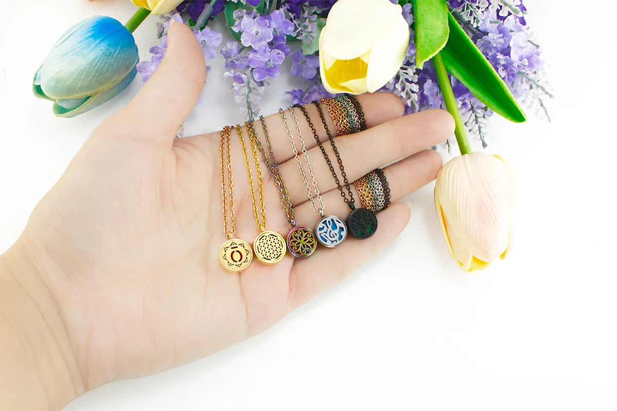 12mm Stainless Steel Aroma Locket Necklace – Essential Oil Diffuser Pendant Jewelry - Image 2