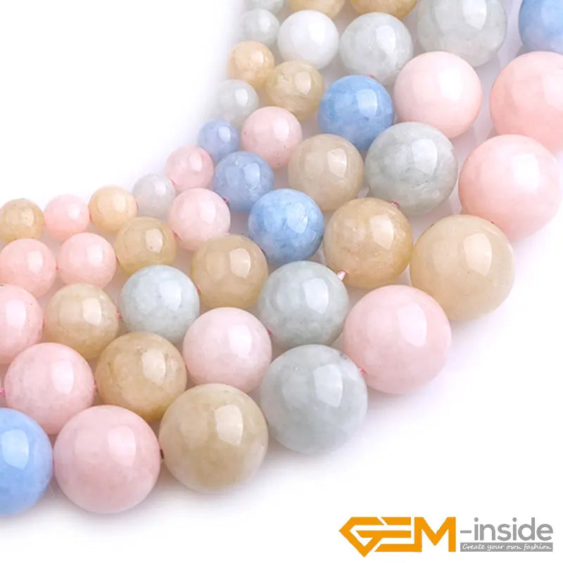 Multicolor Morganite (Morgan Jade) Round Beads – 15" Strand for DIY Jewelry Making (6mm / 8mm / 10mm) - Image 7