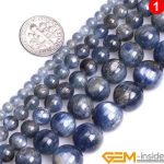 Natural Blue Kyanite Round Beads – 15" Strand for DIY Jewelry Making (4mm–12mm)