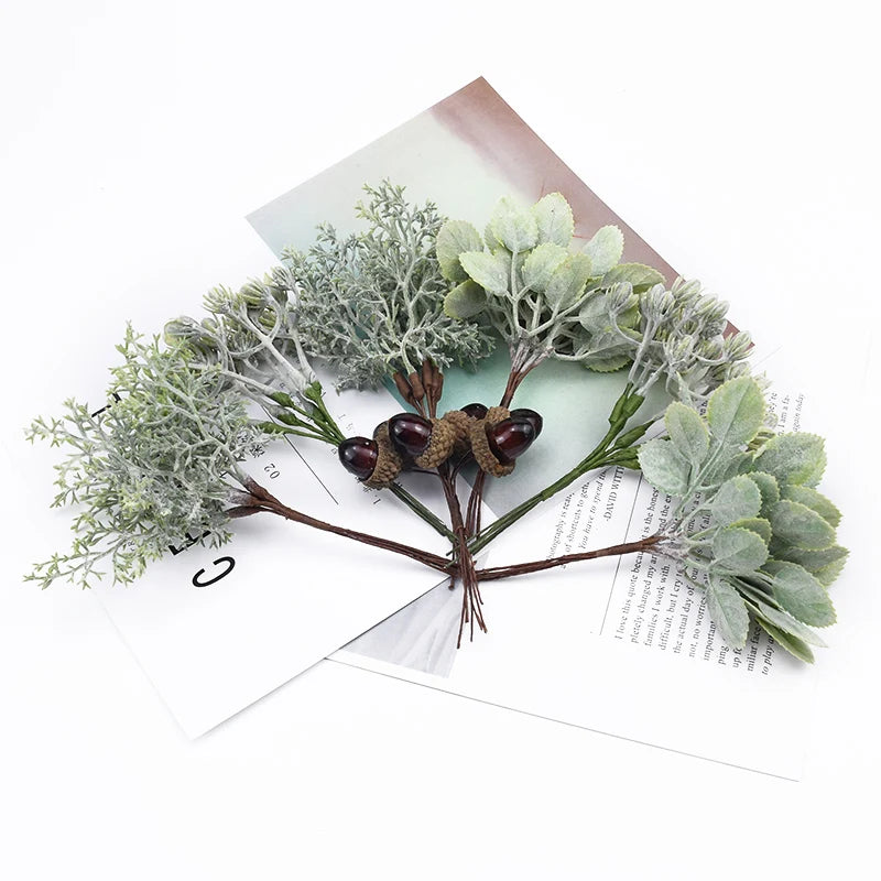 6Pcs Artificial Decorative Flowers – DIY Wreath & Gift Box Embellishments for Christmas, Home & Wedding Decor - Image 2