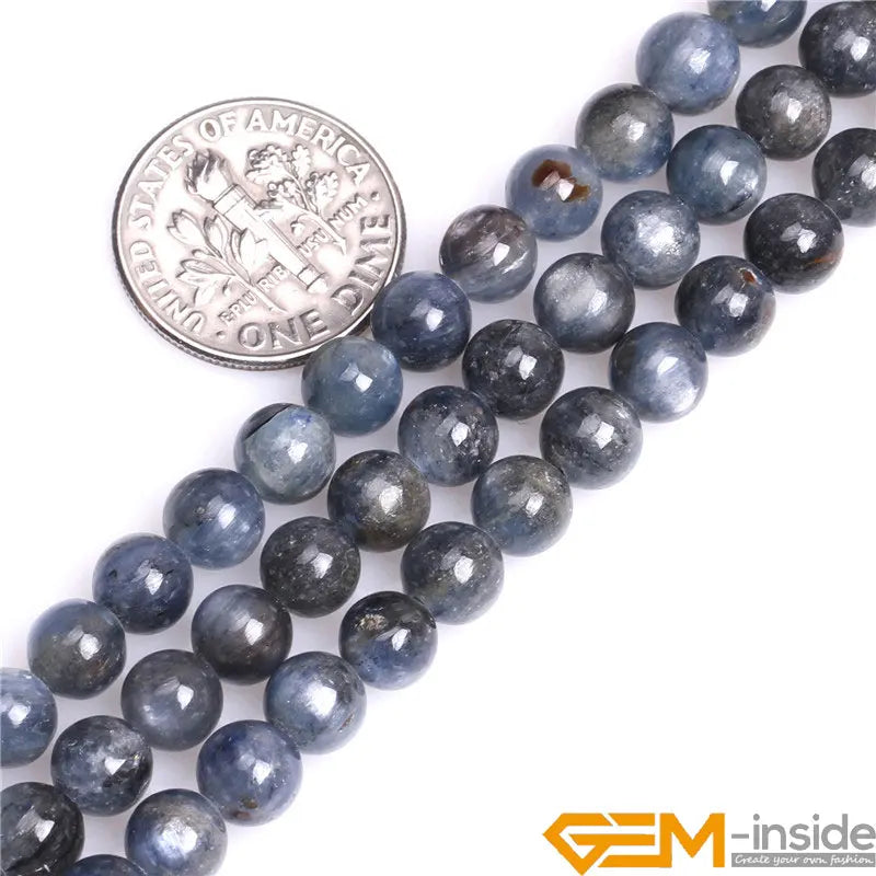 Natural Blue Kyanite Round Beads – 15" Strand for DIY Jewelry Making (4mm–12mm) - Image 3