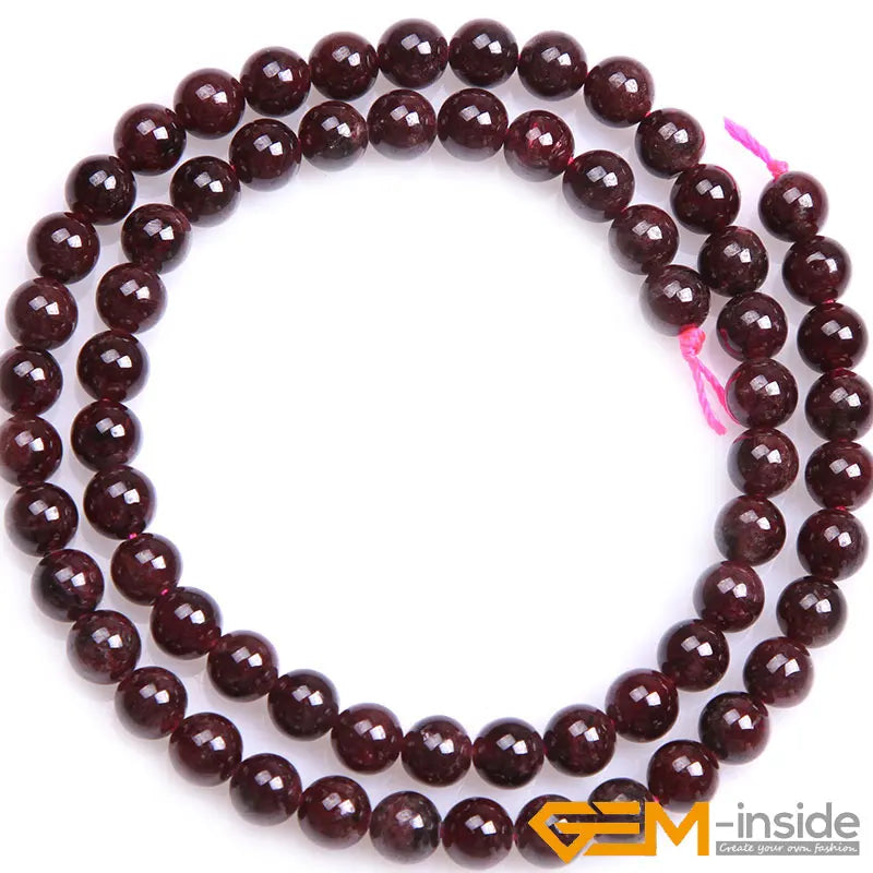 Natural Dark Red Garnet Round Beads – 15" Strand for DIY Jewelry Making (6mm / 8mm / 10mm) - Image 2