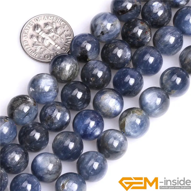 Natural Blue Kyanite Round Beads – 15" Strand for DIY Jewelry Making (4mm–12mm) - Image 9