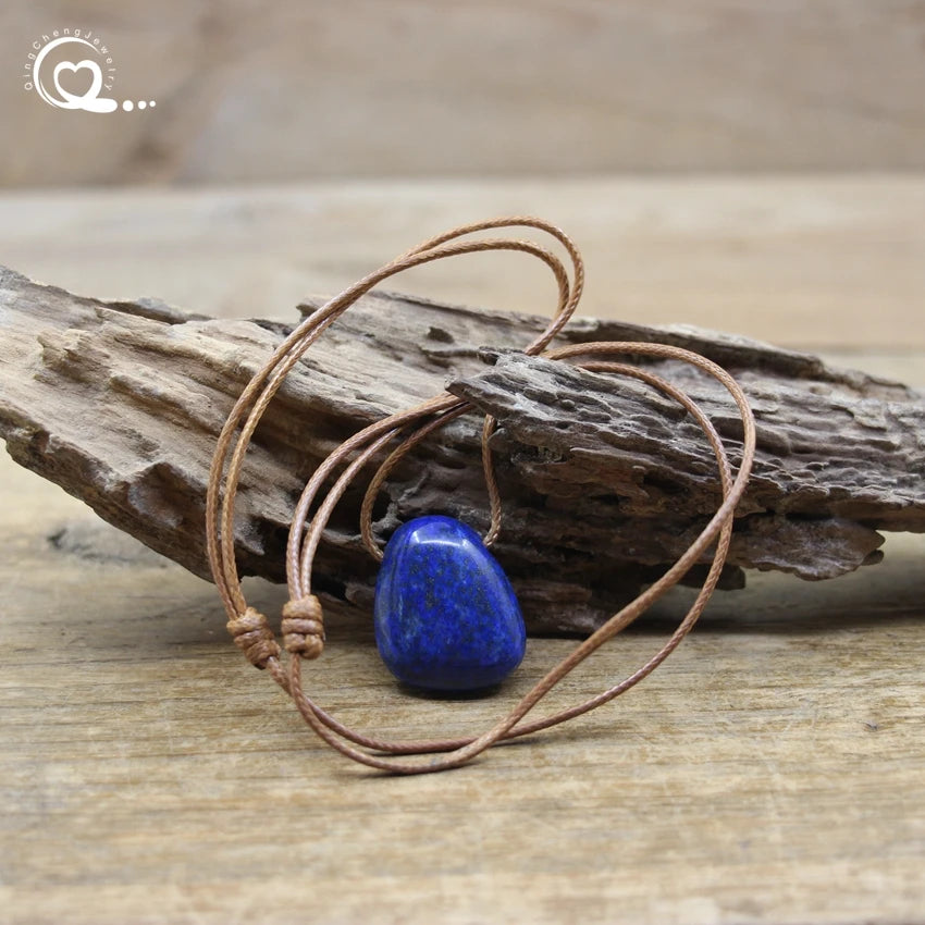 Natural Stone Nugget Pendant Necklace – Healing Crystal Charm Jewelry (Lapis, Amethyst, Tiger Eye, Rose Quartz & More) - Image 9