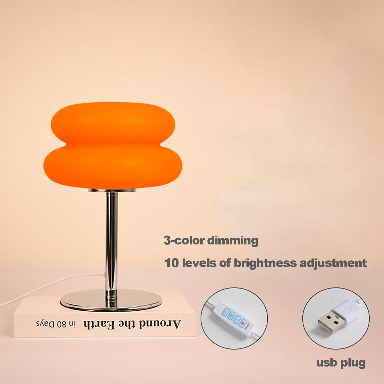 Elegant Cream Table Lamp with Plastic Lampshade - Image 7