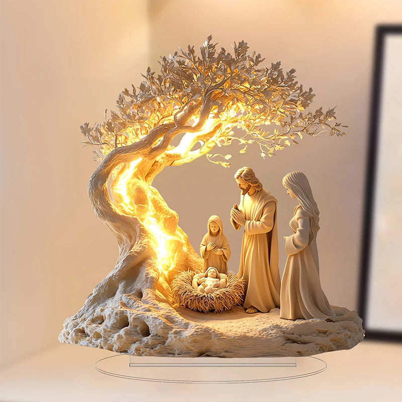 2025 Desktop Family Statue – Jesus Tree of Life Newborn Acrylic Ornament for Home Decor - Image 3