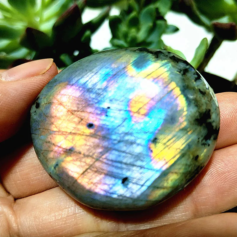Natural Purple & Yellow Labradorite Crystal Palm Stone – Chakra Healing Gemstone for Meditation & Decor - Image 17