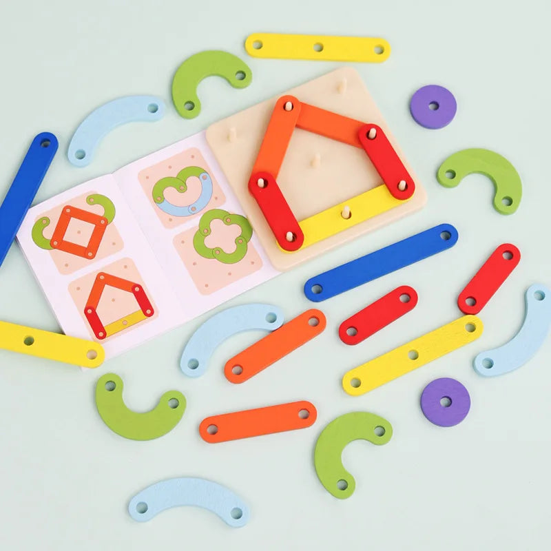Montessori Geometric Pegboard Puzzle - Creative Educational Toy - Image 2