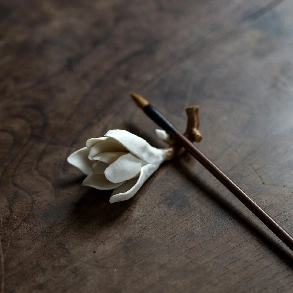 Handmade Ceramic Magnolia Flower Incense Stand - Image 3