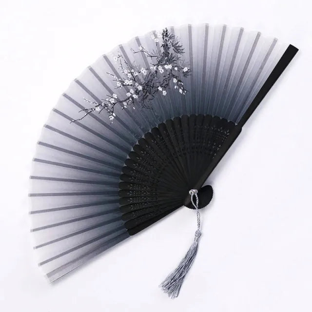 Bamboo Folding Fan Silk Chinese Fan Hand Women - Image 20