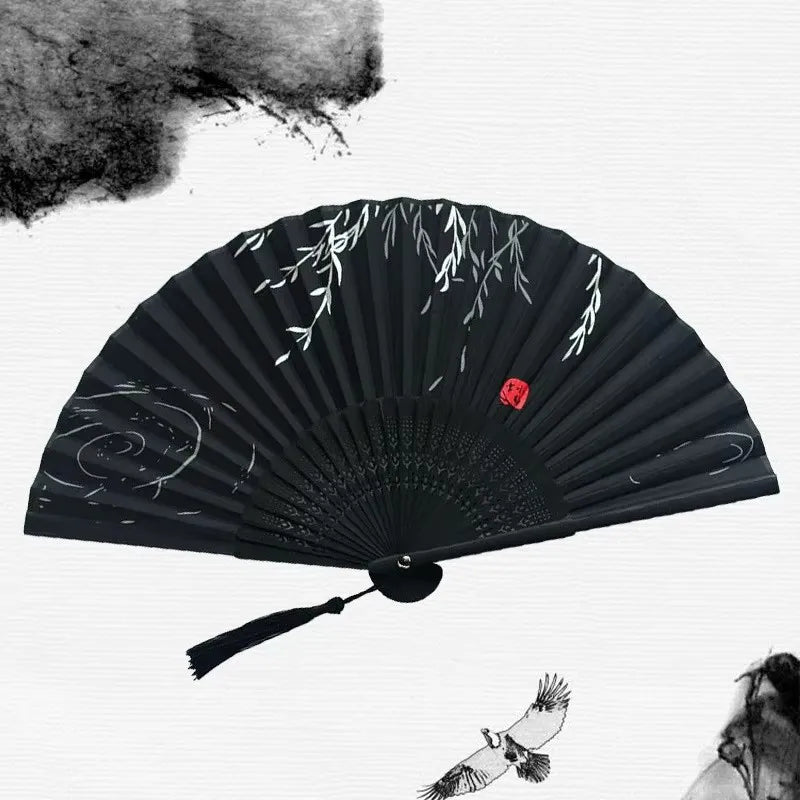 Bamboo Folding Fan Silk Chinese Fan Hand Women - Image 4
