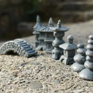 8pcs Mixed Japanese Courtyard Bridge Miniatures – Fairy Garden & Bonsai Decor Figurines for DIY Crafts