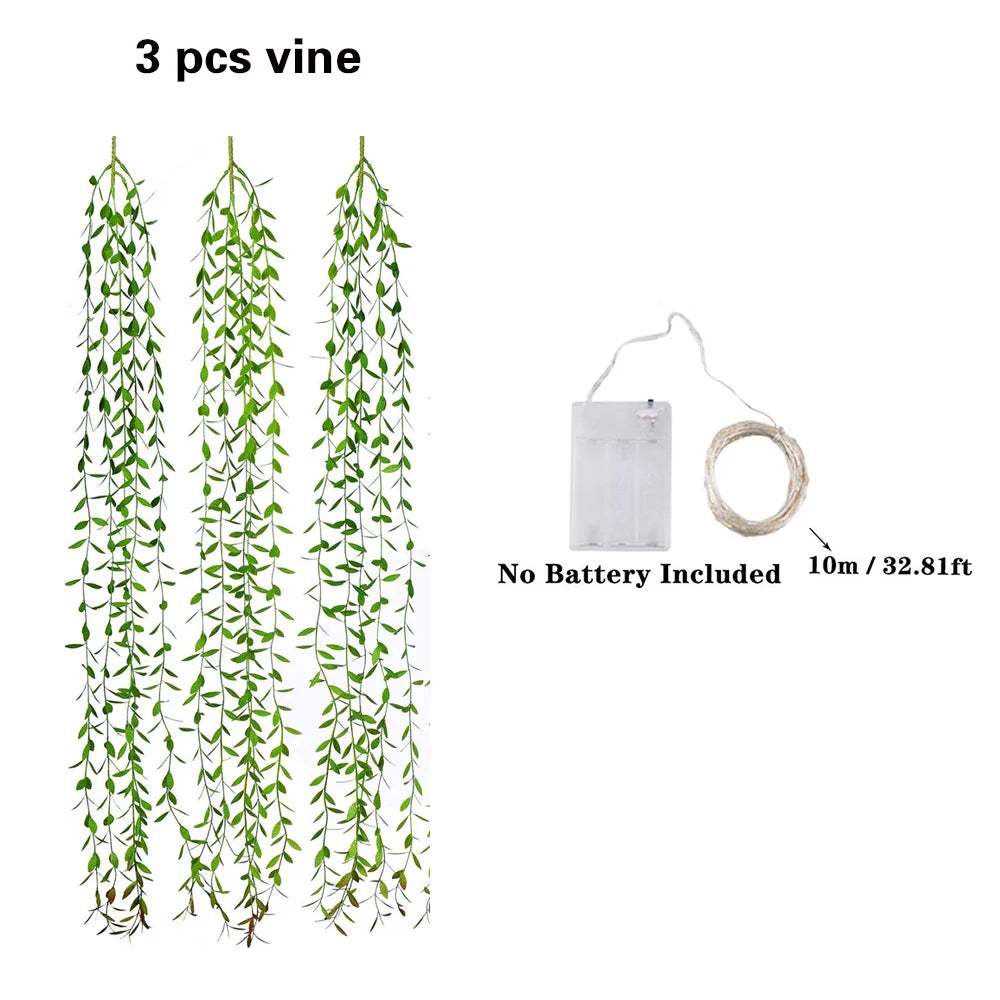 Artificial Ivy Willow Garland with String Lights – Hanging Greenery for Wall, Party, Wedding & Home Decor - Image 7