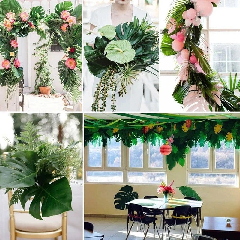Artificial Tropical Palm Leaves – Hawaiian Luau & Jungle Theme Party Decor for Home & Events - Image 4