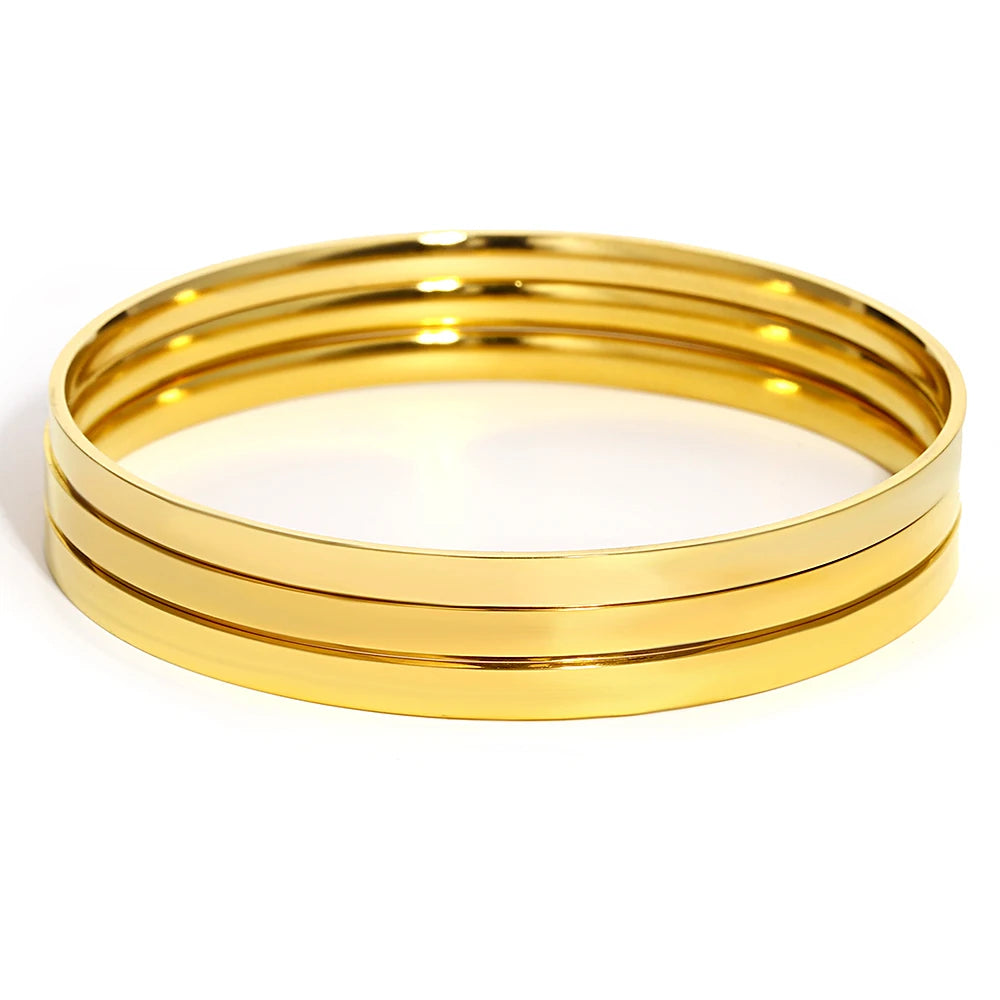 3PCS Gold Color Twist Stainless Steel Bangle Set – Chic Tibetan Buddha-Inspired Stackable Bracelets for Women - Image 10
