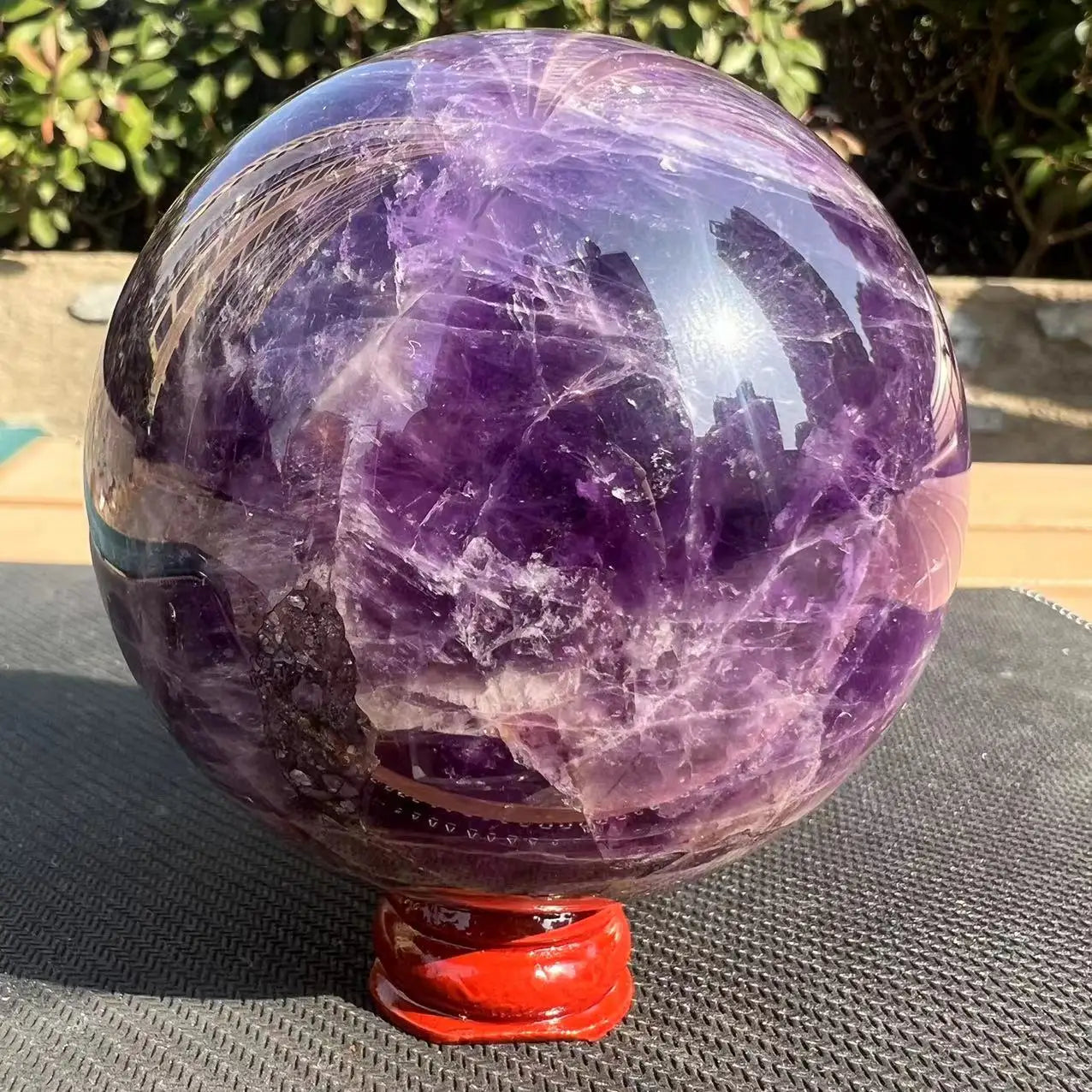 8.5cm Natural Dream Amethyst Sphere – Polished Crystal Ball for Reiki Healing & Room Decor - Image 3