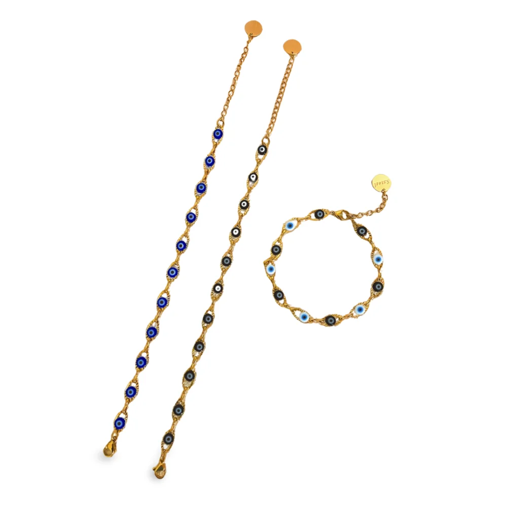 May@RZ Turkish Evil Eye Bracelet – 14K Gold Plated Stainless Steel Jewelry for Men & Women - Image 5