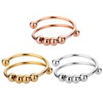 Fashion Anxiety Fidget Rings – Adjustable Stainless Steel Rotatable Bead Rings for Women