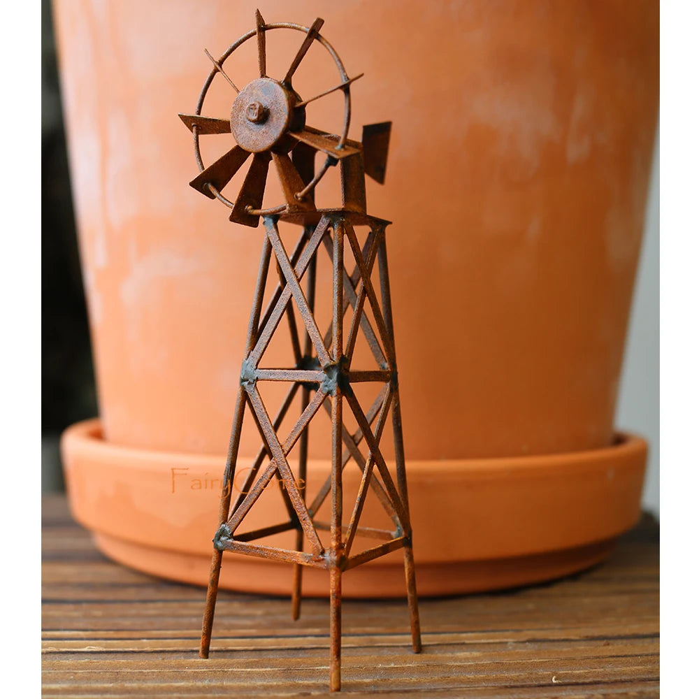 Miniature Windmill Metal Decoration for Fairy Gardens - Image 3
