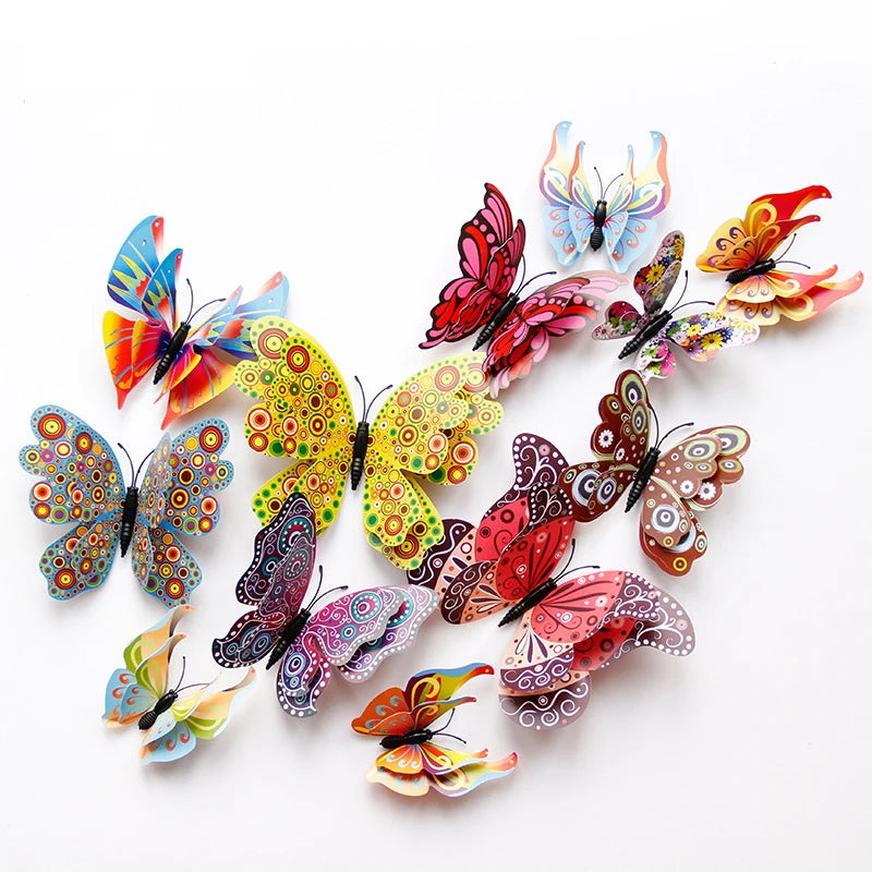 New Style 12-Piece Double Layer 3D Butterfly Wall Stickers - Image 4
