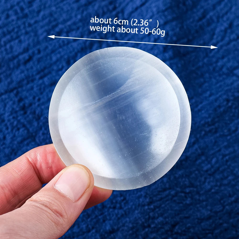 Natural Selenite Plate Round Crystal Bowl for Reiki Healing - Image 6