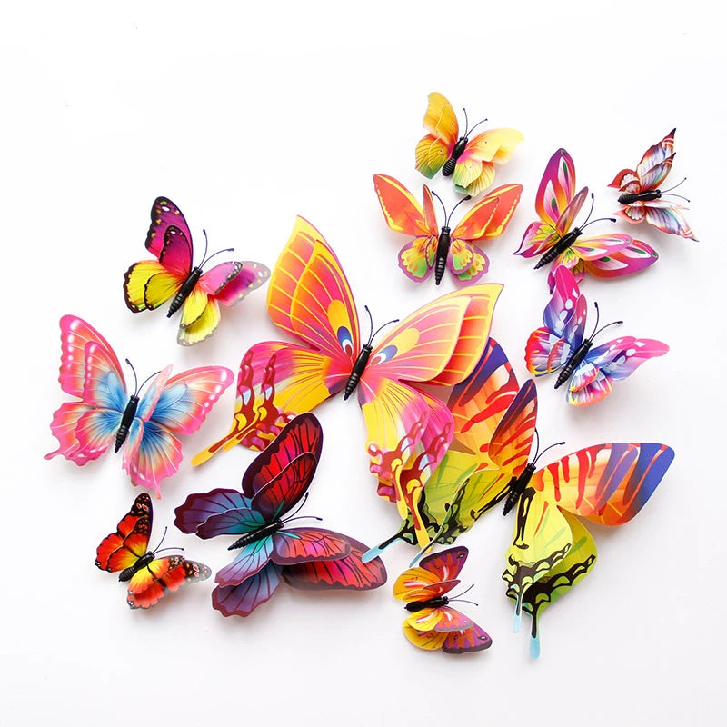 New Style 12-Piece Double Layer 3D Butterfly Wall Stickers