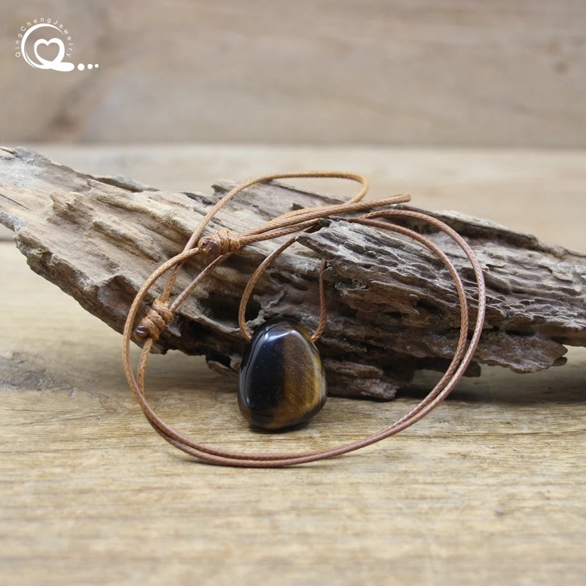 Natural Stone Nugget Pendant Necklace – Healing Crystal Charm Jewelry (Lapis, Amethyst, Tiger Eye, Rose Quartz & More) - Image 10