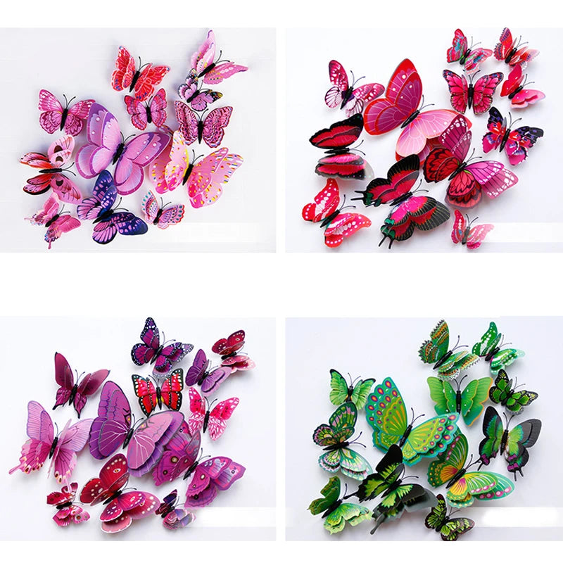 New Style 12-Piece Double Layer 3D Butterfly Wall Stickers - Image 6