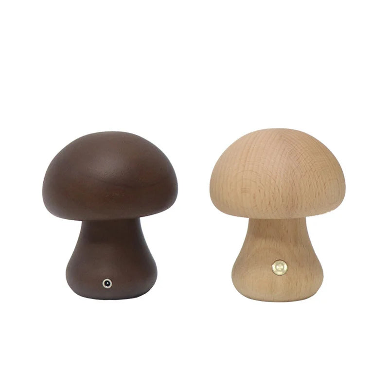Cute Wooden Mushroom LED Bedside Table Lamp – Touch Switch Night Light for Kids' Bedroom - Image 5