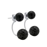Black Natural Lava Rock Stone Bead Stud Earrings – DIY Aromatherapy Diffuser Jewelry for Women